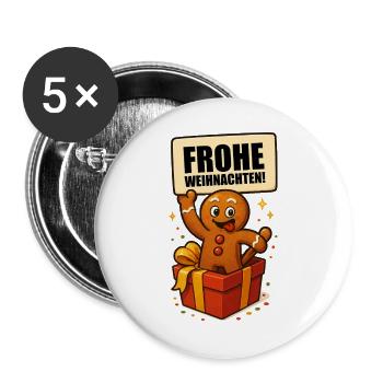 Gingerbread Man Merry Christmas - Buttons large 2.2''/56 mm (5-pack) - white - Front