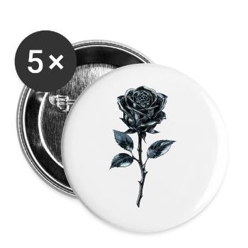 Rose bleu métallique - Lot de 5 grands badges (56 mm) - blanc - Devant