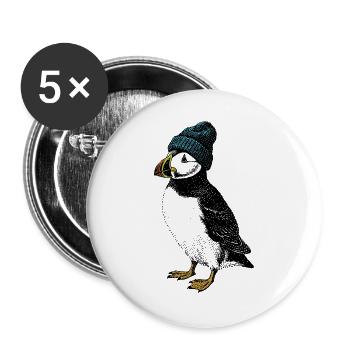 Macareux d’hiver - Lot de 5 grands badges (56 mm) - blanc - Devant