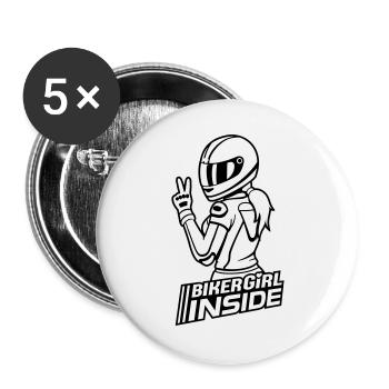 Biker Girl inside (colors changeable) - Buttons large 2.2''/56 mm (5-pack) - white - Front