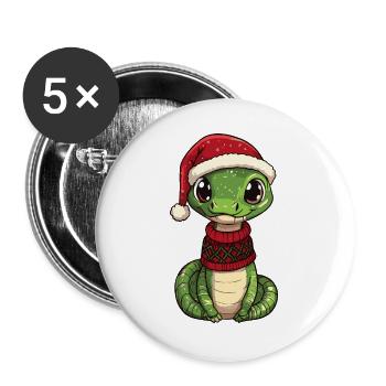 Noël de Noël Cobra Serpent - Lot de 5 grands badges (56 mm) - blanc - Devant