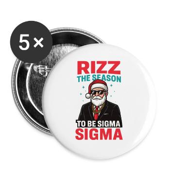 Rizz Weihnacht Sigma Santa Weihnachtsmann Gen Z - Buttons groß 56 mm (5er Pack) - Weiß - Vorne