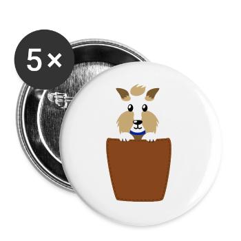 Schnauzer in Brusttasche - Buttons groß 56 mm (5er Pack) - Weiß - Vorne