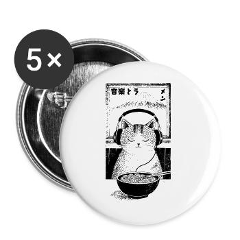 Ramen Fuji Kitten - Buttons large 2.2''/56 mm (5-pack) - white - Front