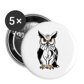 Night Owl Silhouette with Gold Eyes - Buttons large 2.2''/56 mm (5-pack) - white - Front