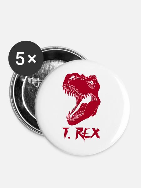 Der Rote Tyrannosaurus Rex - Buttons groß 56 mm (5er Pack) - Weiß