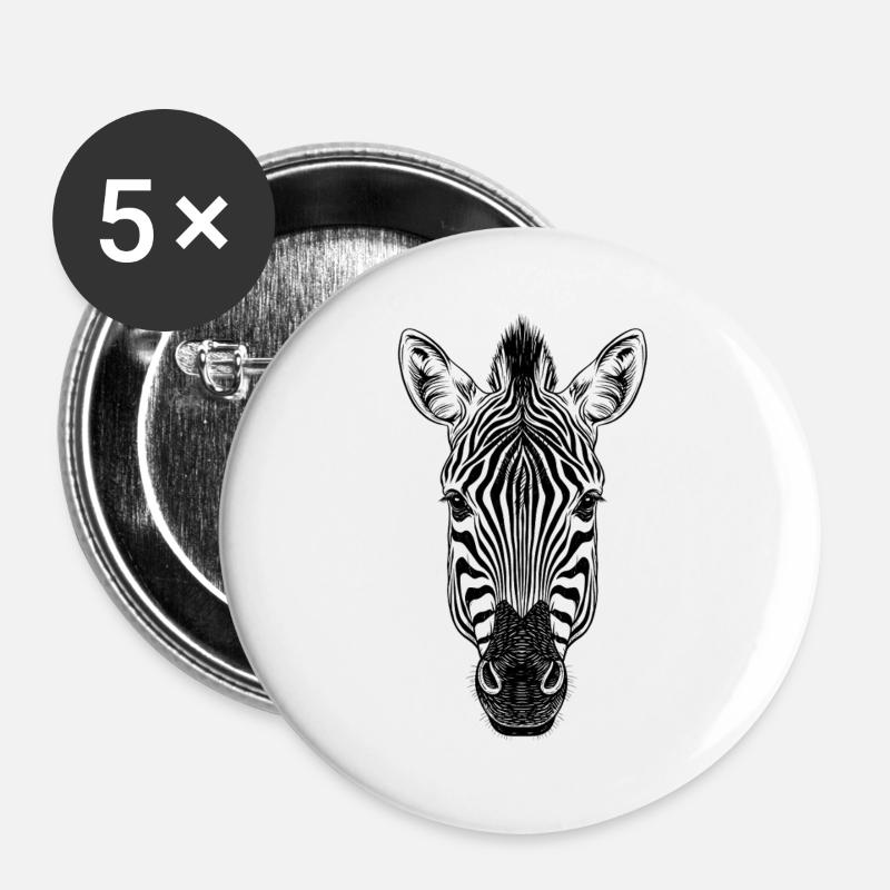 Zebra - Buttons large 2.2''/56 mm (5-pack) - white
