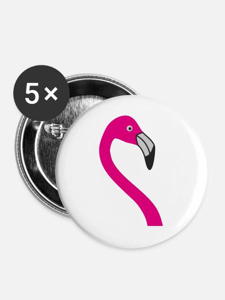 Flamingo Neon Pink Silhouette - Buttons groß 56 mm (5er Pack) - Weiß