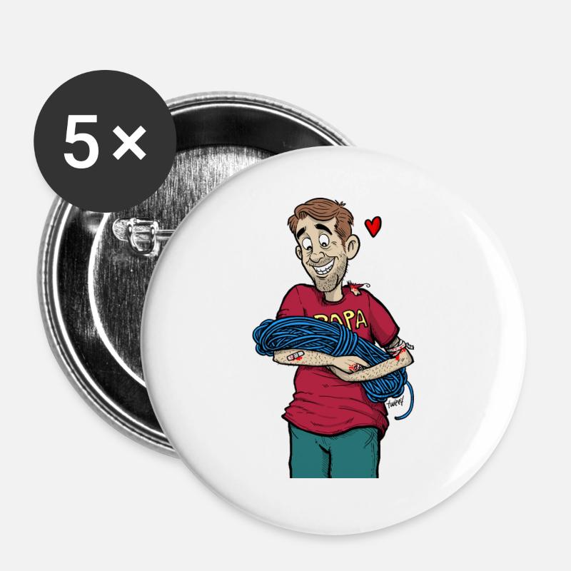 Papa_Climber - Buttons large 2.2''/56 mm (5-pack) - white