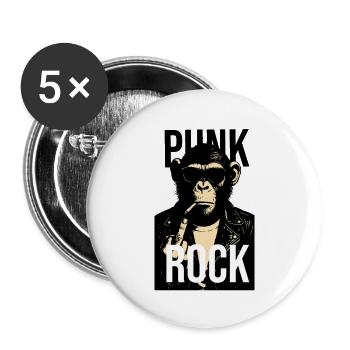 Felschimpansen-Rebellenporträt - Buttons groß 56 mm (5er Pack) - Weiß - Vorne