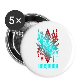 UNKNOWN Cyber Sigilism Tattoo - Y2K Futurist Triba - Buttons large 2.2''/56 mm (5-pack) - white - Front