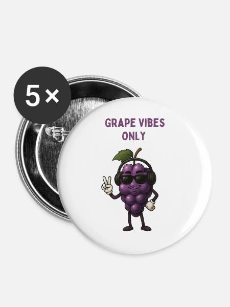 Trauben Vibes Only – Musik-Grape - Buttons groß 56 mm (5er Pack) - Weiß
