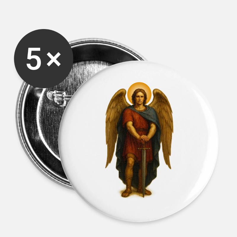 Schutzengel-Aura | Klassische Barockmalerei - Buttons groß 56 mm (5er Pack) - Weiß