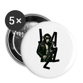 Saxophone Monkey in Leather - Buttons large 2.2''/56 mm (5-pack) - white - Front