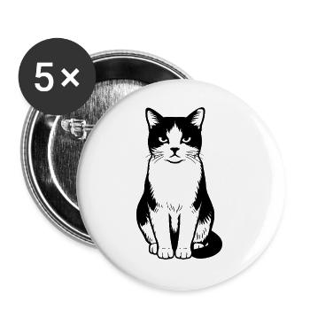 Cat - Buttons groß 56 mm (5er Pack) - Weiß - Vorne