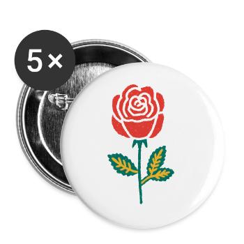 Rote Rose Handzeichnung - Buttons groß 56 mm (5er Pack) - Weiß - Vorne