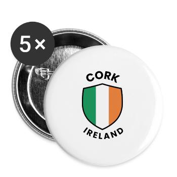 Cork Ireland Shield Tricolor - Buttons large 2.2''/56 mm (5-pack) - white - Front