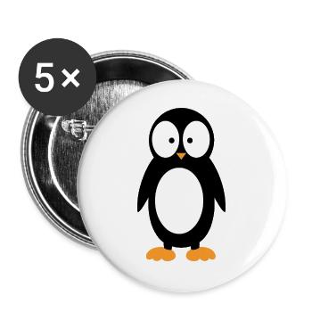 Drôle de Pingouin aux Grands Yeux Minimaliste - Lot de 5 grands badges (56 mm) - blanc - Devant