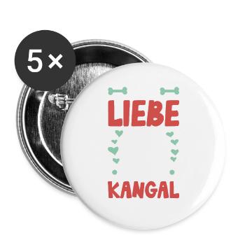 Ich liebe meinen Kangal - Buttons groß 56 mm (5er Pack) - Weiß - Vorne