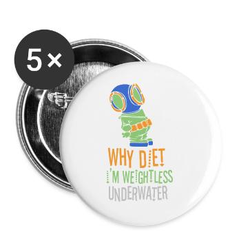 Diving Diver Snorkeling Recreational Diver - Buttons large 2.2''/56 mm (5-pack) - white - Front