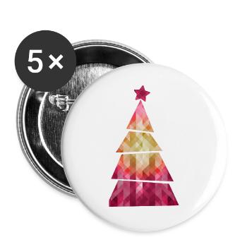 Sapin de Noël - Weihnachtsbaum - Weihnachten - Lot de 5 grands badges (56 mm) - blanc - Devant