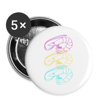 Shrimp Languste Meeresfrüchte Krabbe - Buttons groß 56 mm (5er Pack) - Weiß - Vorne