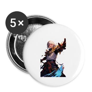 Samouraï des Éléments Maître du Feu et de la Glace - Lot de 5 grands badges (56 mm) - blanc - Devant