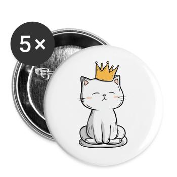 Roi des chats - Lot de 5 grands badges (56 mm) - blanc - Devant