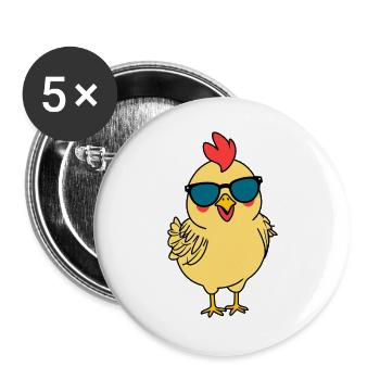Chick with sunglasses - Buttons large 2.2''/56 mm (5-pack) - white - Front