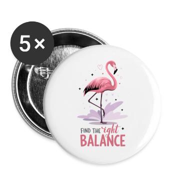 Find The Right Balance Flamingo Motivation Yoga - Buttons large 2.2''/56 mm (5-pack) - white - Front