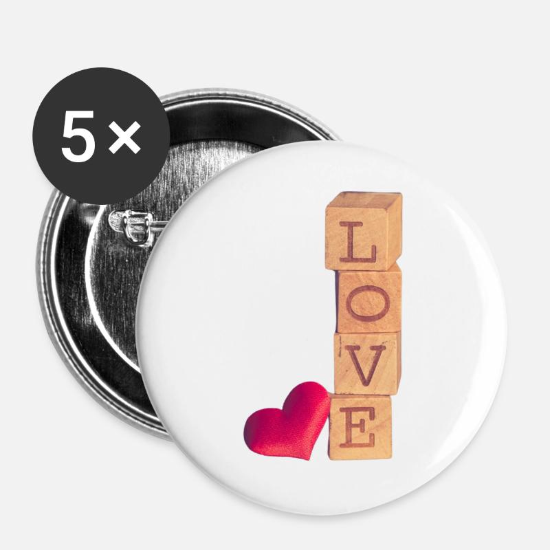 Love Valentine's Day - Buttons large 2.2''/56 mm (5-pack) - white