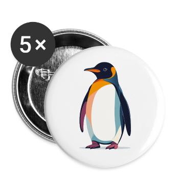 abstrakter Pinguin steht auf Eis Vektor Grafik - Buttons groß 56 mm (5er Pack) - Weiß - Vorne