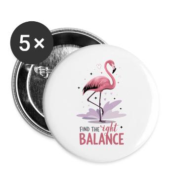 Flamingo Find The Right Balance Mindfulness Yoga - Buttons large 2.2''/56 mm (5-pack) - white - Front