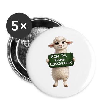 Brave Lamb Shield Motif - Buttons large 2.2''/56 mm (5-pack) - white - Front