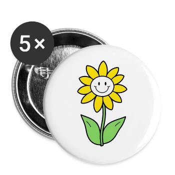 Smiling Sunflower Graphic - Buttons large 2.2''/56 mm (5-pack) - white - Front