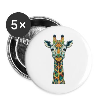 Colorful giraffe art print - Buttons large 2.2''/56 mm (5-pack) - white - Front