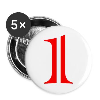 1. 1 AN. 1er ANNIVERSAIRE. ANNIVERSAIRE 1 AN - Lot de 5 grands badges (56 mm) - blanc - Devant