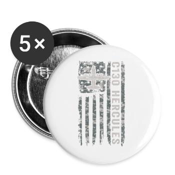 Camouflage militaire du drapeau américain du Hercule C130 - Lot de 5 grands badges (56 mm) - blanc - Devant