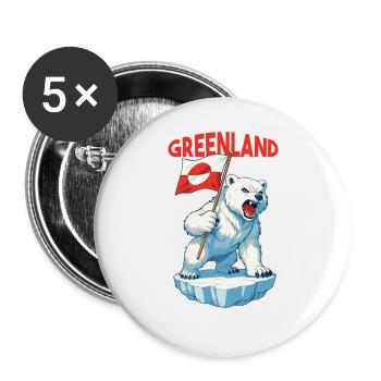 Greenland Is Not For Sale Arctic Polar Bear - Buttons groß 56 mm (5er Pack) - Weiß - Vorne