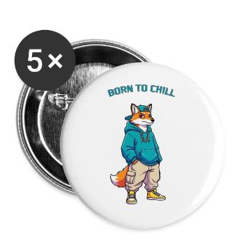 Lässiger Fuchs  - Buttons groß 56 mm (5er Pack) - Weiß - Vorne