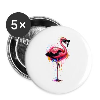 Art de rue stylé sur le graffiti flamant rose - Lot de 5 grands badges (56 mm) - blanc - Devant