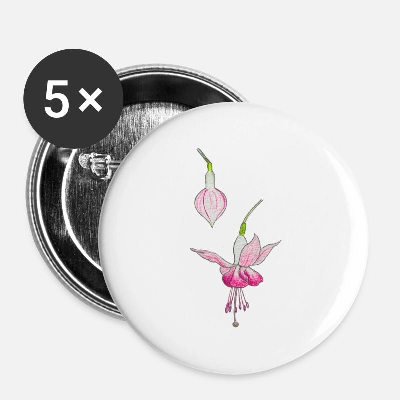 Fuchsia flower - Buttons large 2.2''/56 mm (5-pack) - white
