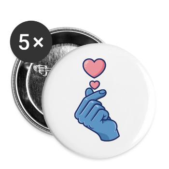 Kpop Koreanische Musik Niedliche Finger Herz Liebe Korea - Buttons groß 56 mm (5er Pack) - Weiß - Vorne