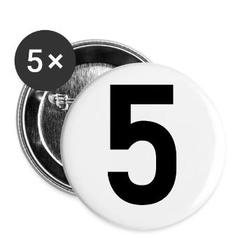 5. JUBILÄUM. 5 JAHRE. 5. JUBILÄUM. KIND - Buttons groß 56 mm (5er Pack) - Weiß - Vorne