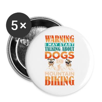 Mountain Bike Mountain Bike Dog Owner - Buttons large 2.2''/56 mm (5-pack) - white - Front