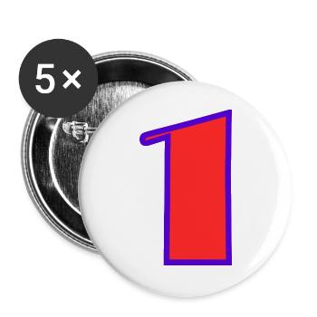 1. 1 AN. 1er ANNIVERSAIRE. ANNIVERSAIRE 1 AN - Lot de 5 grands badges (56 mm) - blanc - Devant