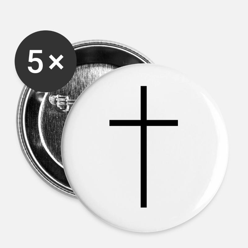 Narrow cross black - Buttons large 2.2''/56 mm (5-pack) - white