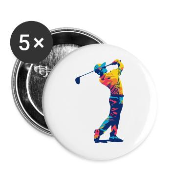 Golfer im Schwung - Buttons groß 56 mm (5er Pack) - Weiß - Vorne
