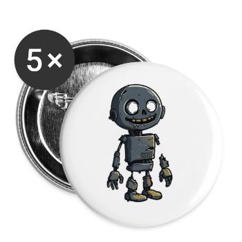 Kleiner Zombie Schrott Roboter  - Buttons groß 56 mm (5er Pack) - Weiß - Vorne