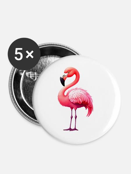Flamingo - Buttons groß 56 mm (5er Pack) - Weiß